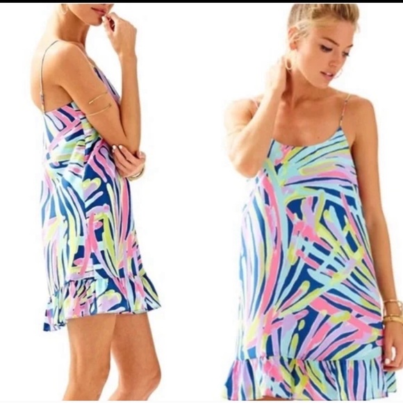 Lilly Pulitzer silk slip dress with ruffle hem Sz XS - Picture 11 of 11